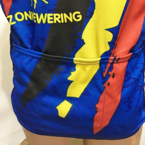 Feryn Mens 5 L Full Zip Short Sleeve Blue Yellow Red Bike Jersey Belgium Cycling - Picture 5 of 6